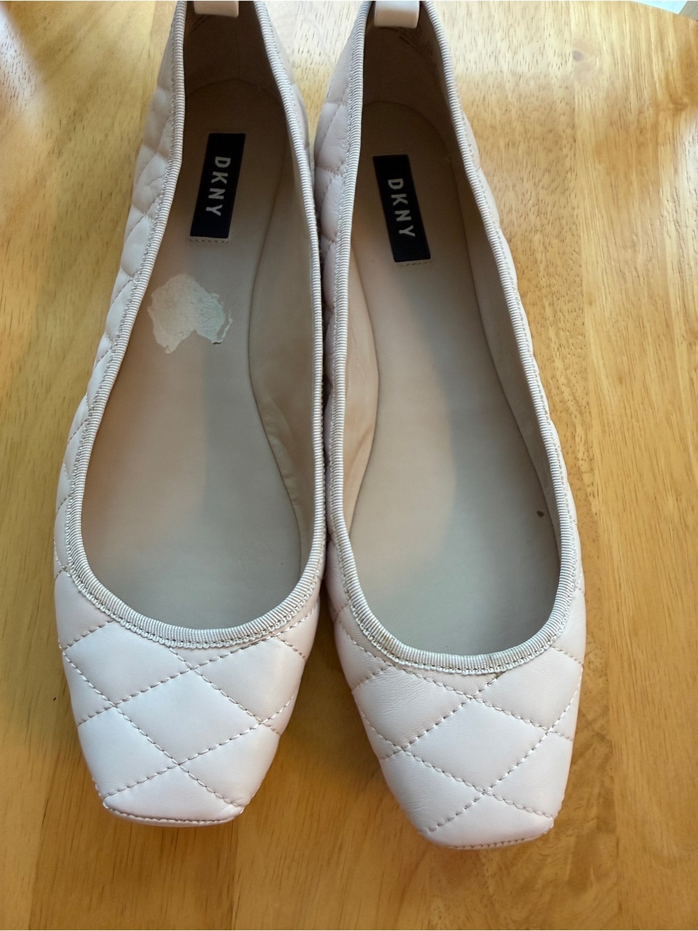 DKNY Quilted Leather Ballet Flats in Blush Pink